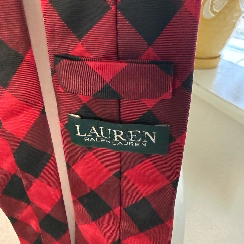 Ralph Lauren Red and Black Plaid Tie - Picture 3 of 3